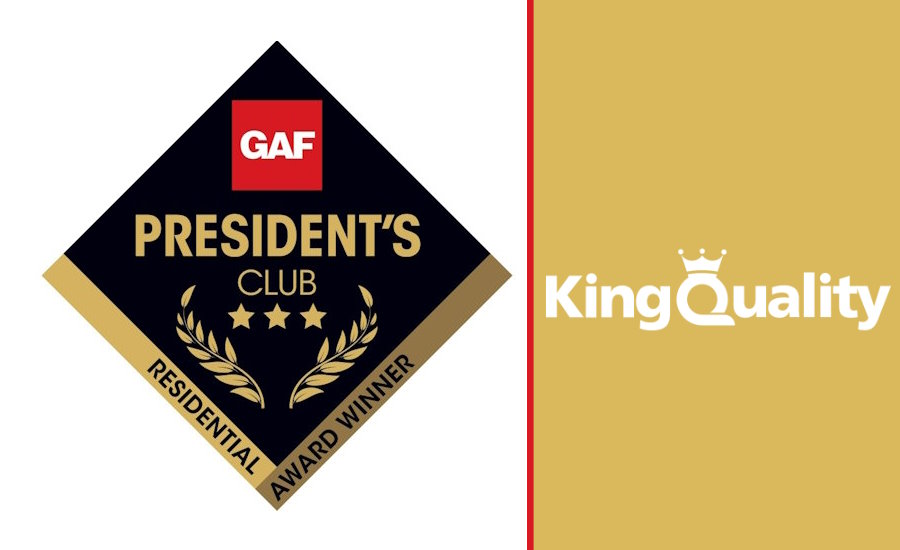King Quality Named 2023 GAF Master Elite 3-Star President’s Club Award Winner